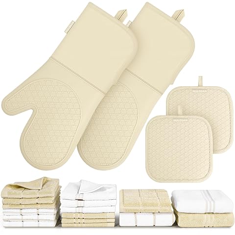 Silicone Oven Mitts Pot Holder Kitchen-Towels100% Cotton Dish Towels for Kitchen,Su...