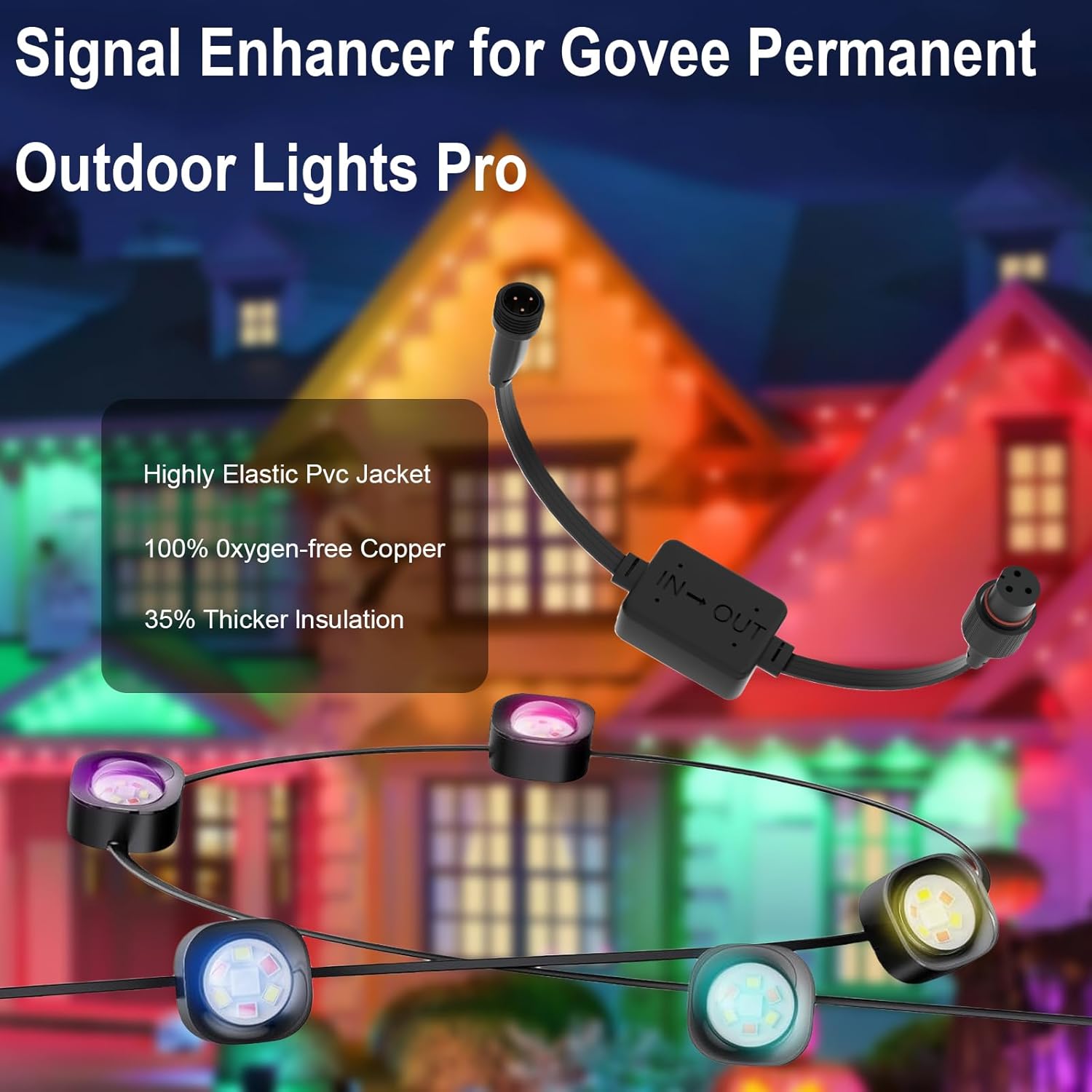 Driver Module Signal Booster Only for Govee Permanent Outdoor Lights Pro H706A, H706B, H706C Black(Male Input, Female Output)