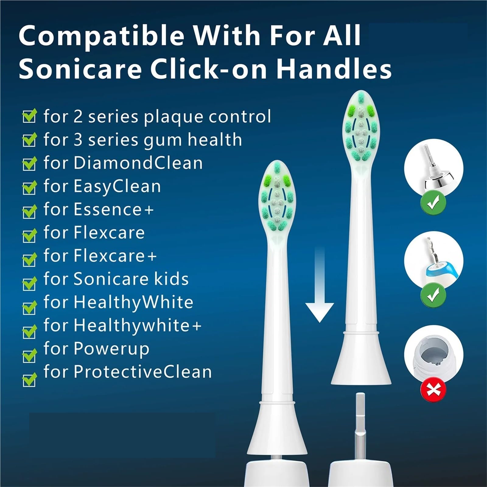 Testine di ricambio 4/8pcs 4100 6500 6100 7500 | 5300, HX6011, 6013, 6014, 6016, 6017, 6311, 6412, 6432, HX6711, 6730, 6731, 6732(8pcs Green-Black)