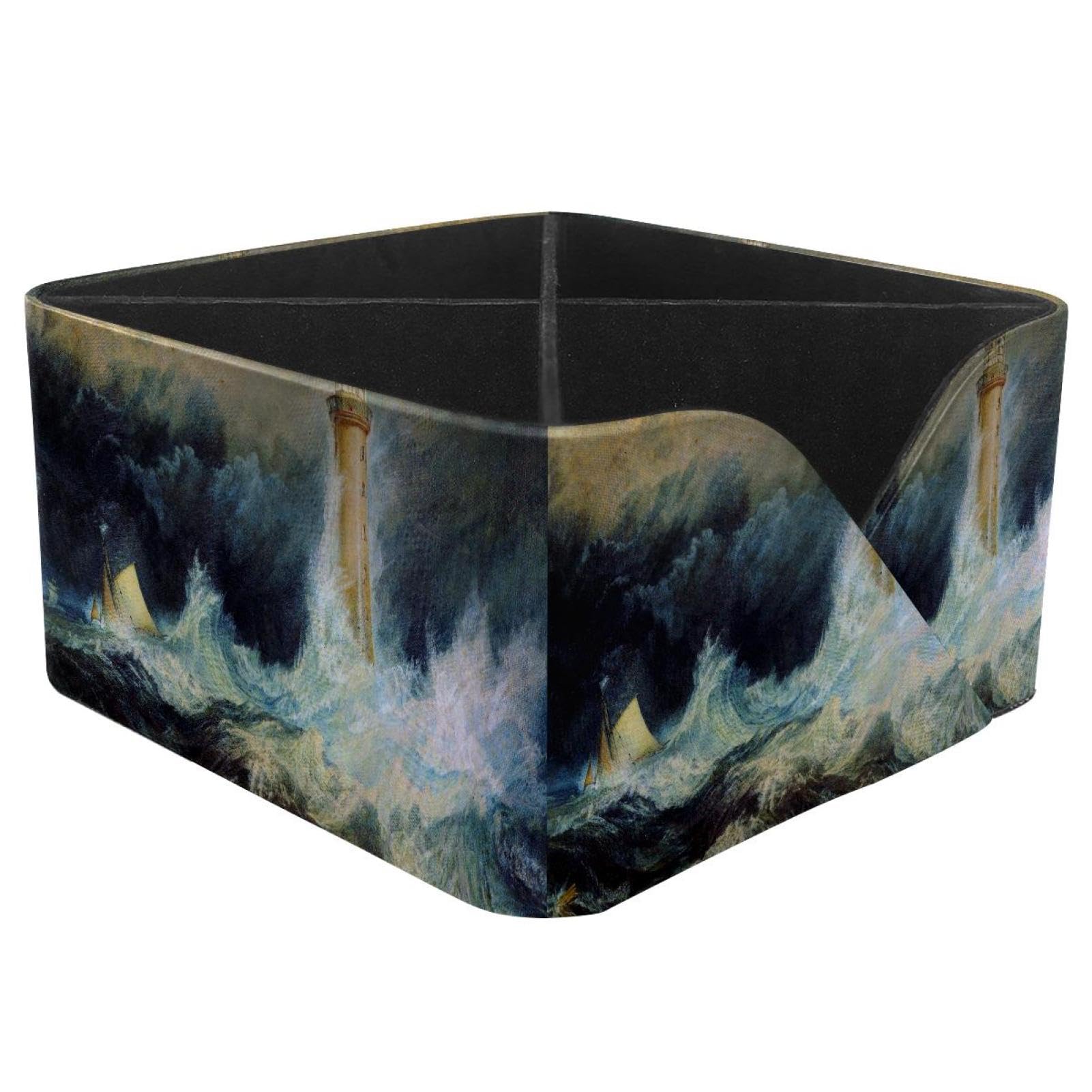 KengjuTesu Stormy Waters Desktop Organizer Pen Holder, Rectangular Pencil Cup for Office, Study and Makeup Stations