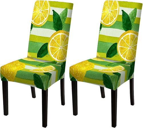 Nuxovilar Fresh Lemon Fruit Striped Chair Covers 23.6x70 Inch(6PCS)