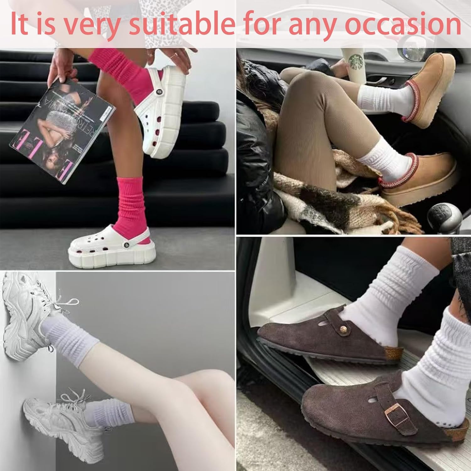 Pilates Socks for Women - 6/12 Pairs Anti-Slip Slouch Grip Socks, Mid-Calf Yoga & Barre Socks for Exercise - Image 7