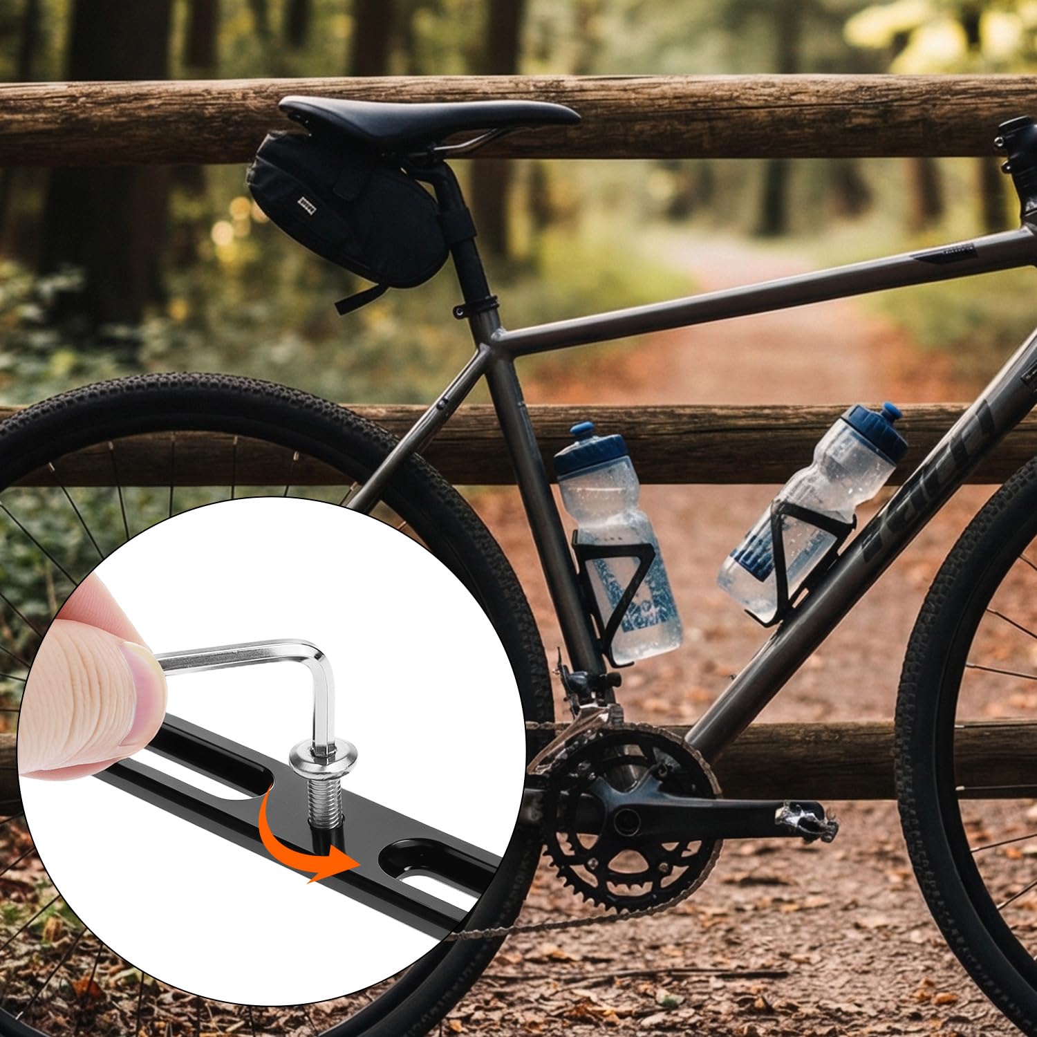 QWORK® 2-częściowy adapter do koszyka na bidon rowerowy z dwoma gniazdami - aluminiowe uchwyty do mocowania koszyka na bidon, uniwersalne do rowerów szosowych, MTB, BMX