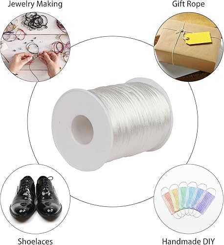 Miniatura 9 de BEL AVENIR Cordón elástico, 0.079 pulgadas, cuerda elástica de 50 yardas para pulseras, collares, cuentas, fabricación de joyas y costura