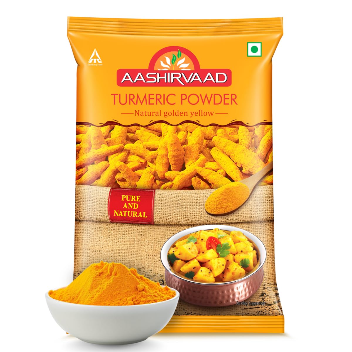Aashirvaad Turmeric Powder, 500g, Natural Golden Turmeric Powder with No Added Flavours and Colours