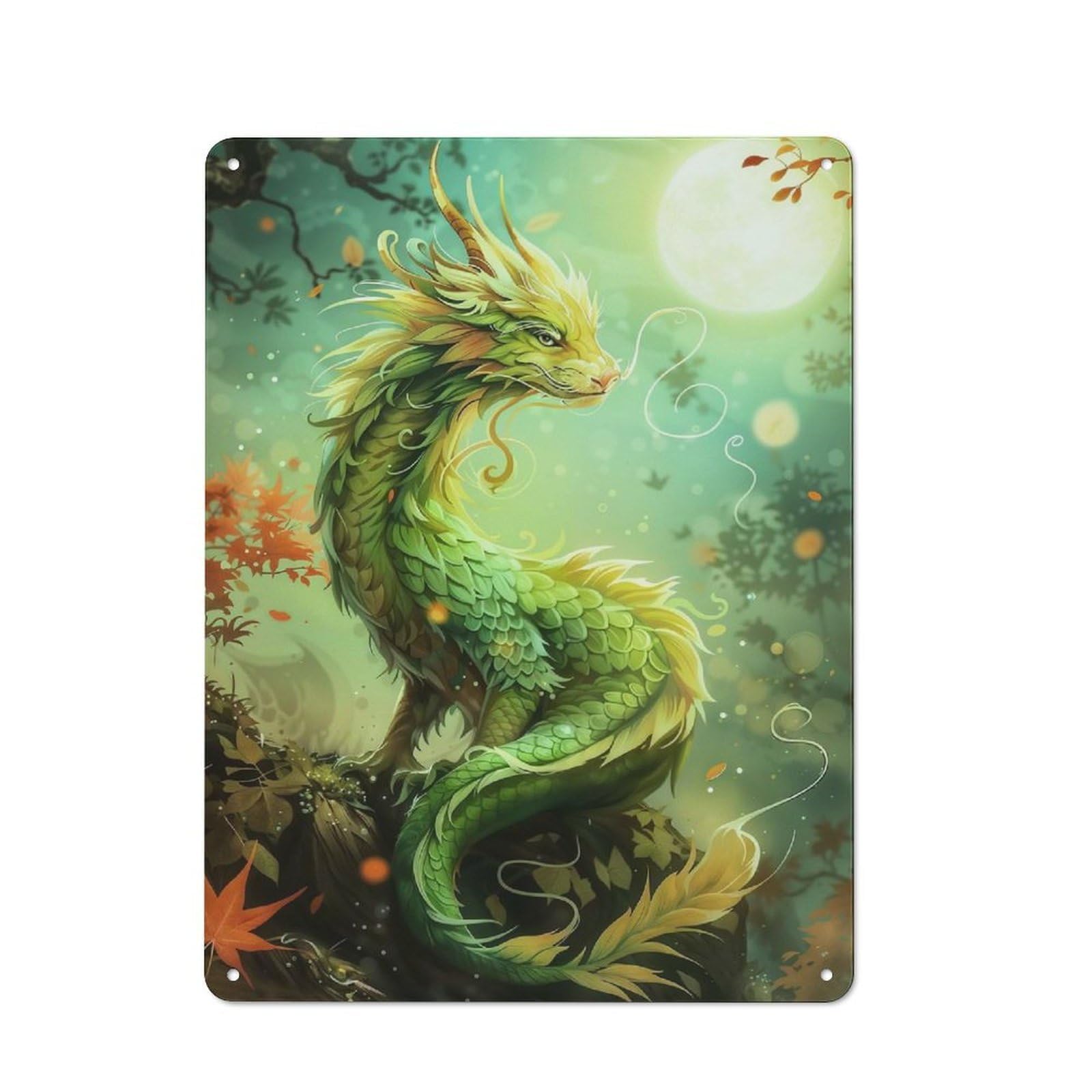 Junmoney Style-22 Tin Wall Plaque 40X30cm With Baby Dragon For Workshop Wall, Housewarming Wall Decor For People Furnishing Workshop