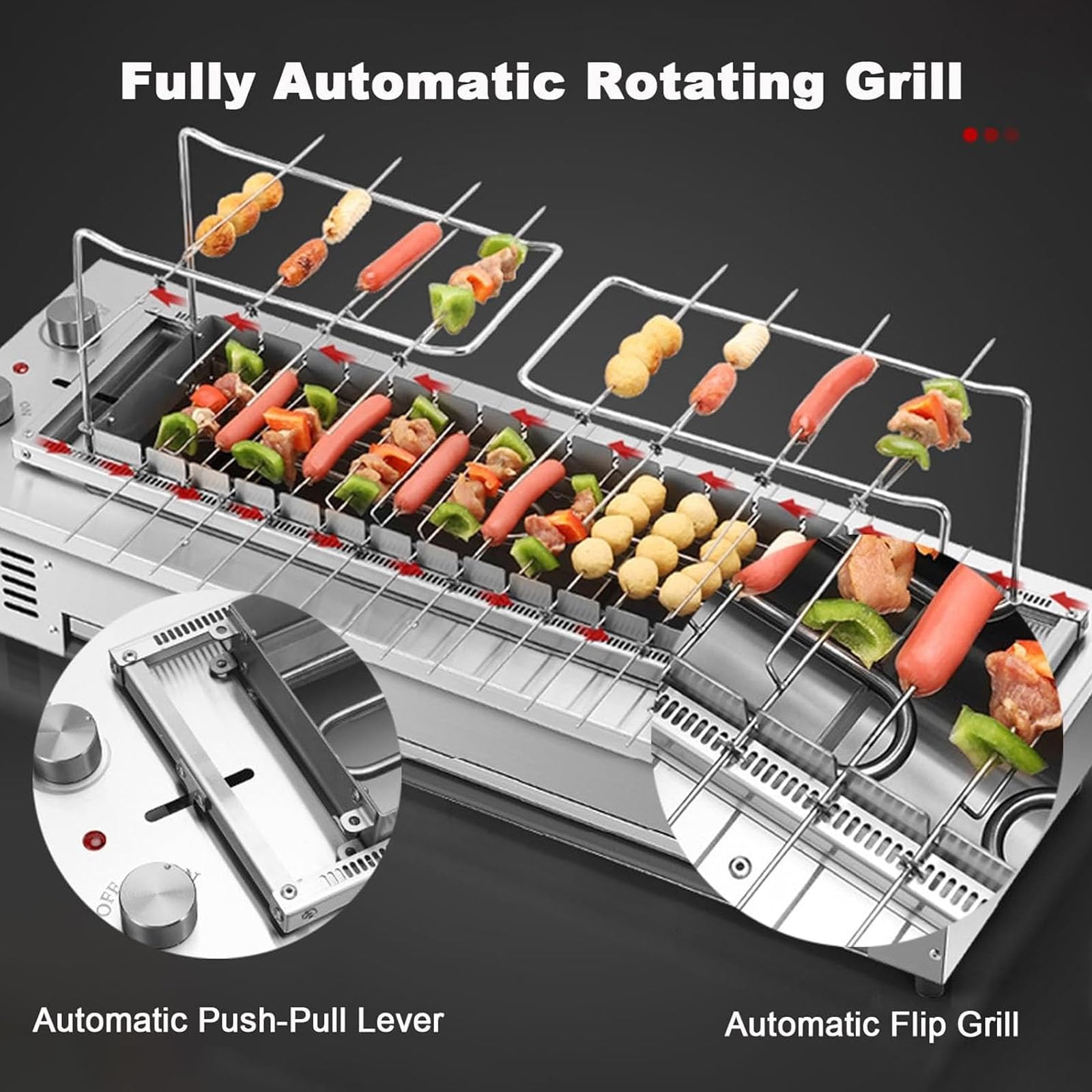 Komercyjny grill elektryczny 16 szaszłyków, bezdymny kebab na blacie o mocy 3400 W z regulowaną temperaturą, automatyczny piekarnik obrotowy ze stali nierdzewnej do domowego grilla w restauracji