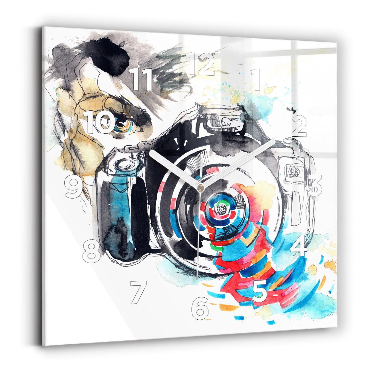 Horloge murale moderne de qualité supérieure Wallfluent aux aiguilles blanches