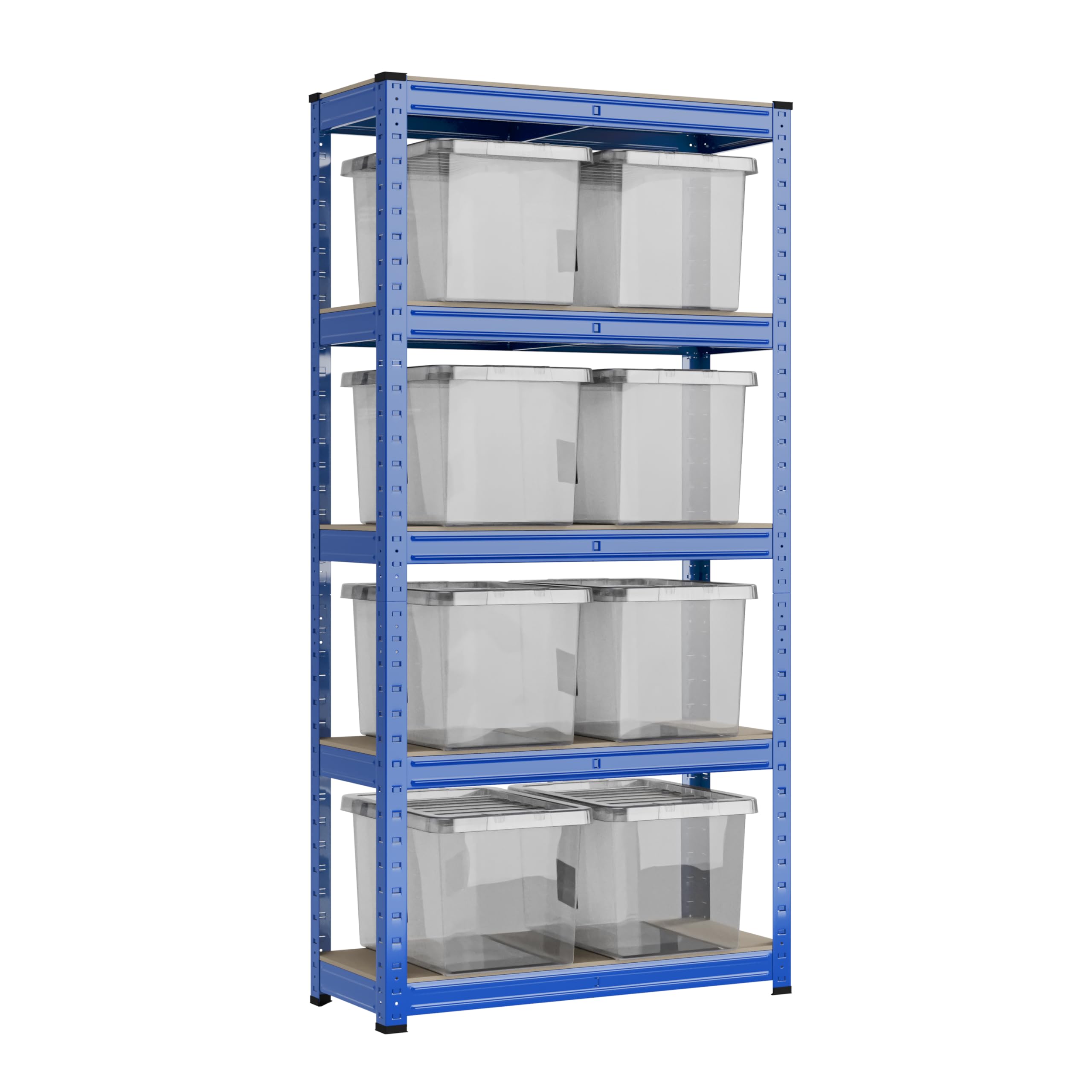 Racking Solutions Heavy Duty Garage Shelving Unit 200KG Per Shelf With Wham Bam Storage Boxes 1000KG Weight Capacity (1800mm H x 900mm W x 300mm D)