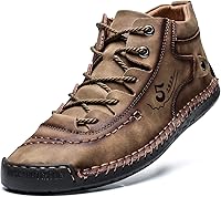 Alcubieree Men's Casual Leather Ankle Chukka Boots - Orthopedic Slip-On Loafers for Walking & Driving Comfort