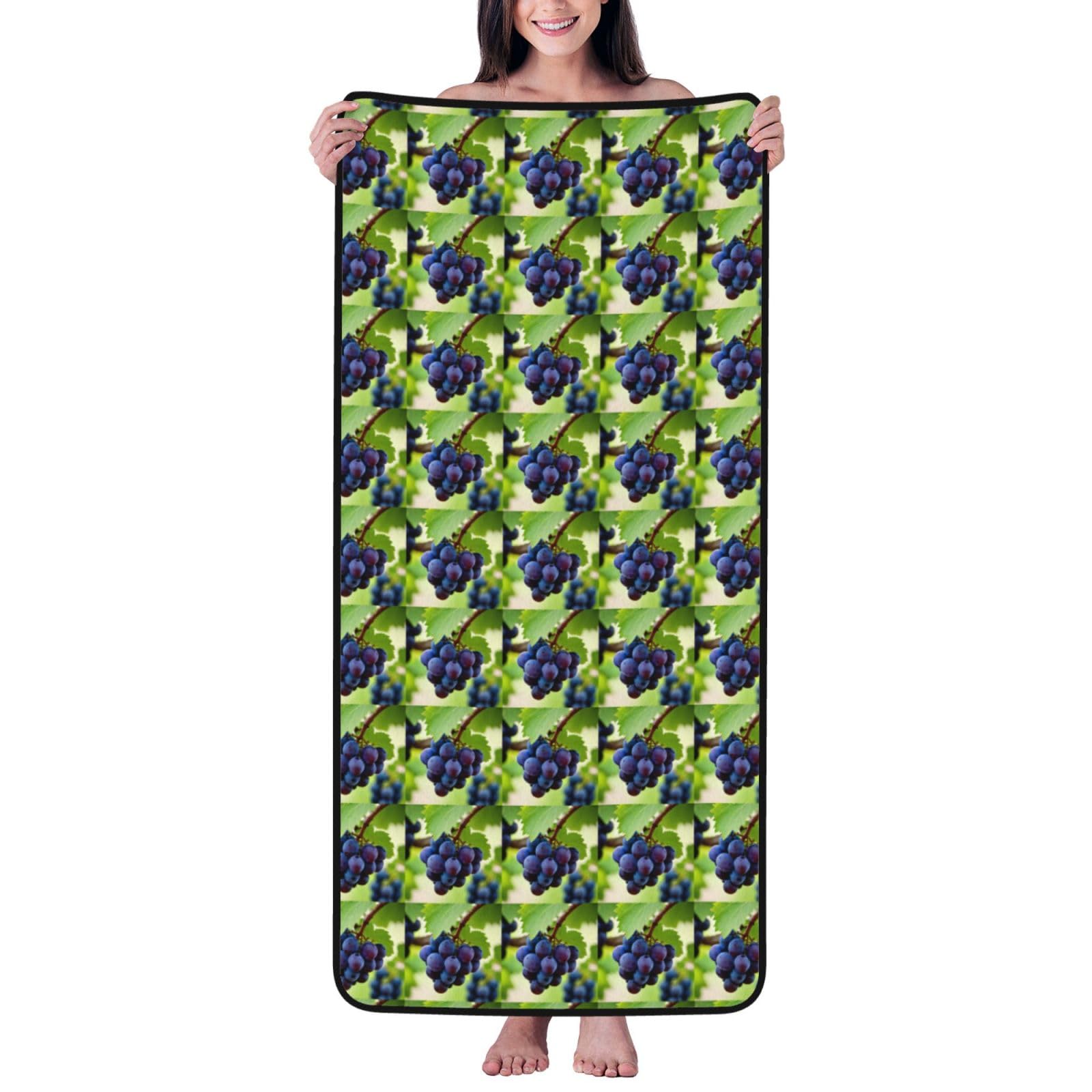 KPXXAQT Grape Print Coral Velvet Bath Towel Soft Absorbent Towels Home Vacation Or Summer Gifting