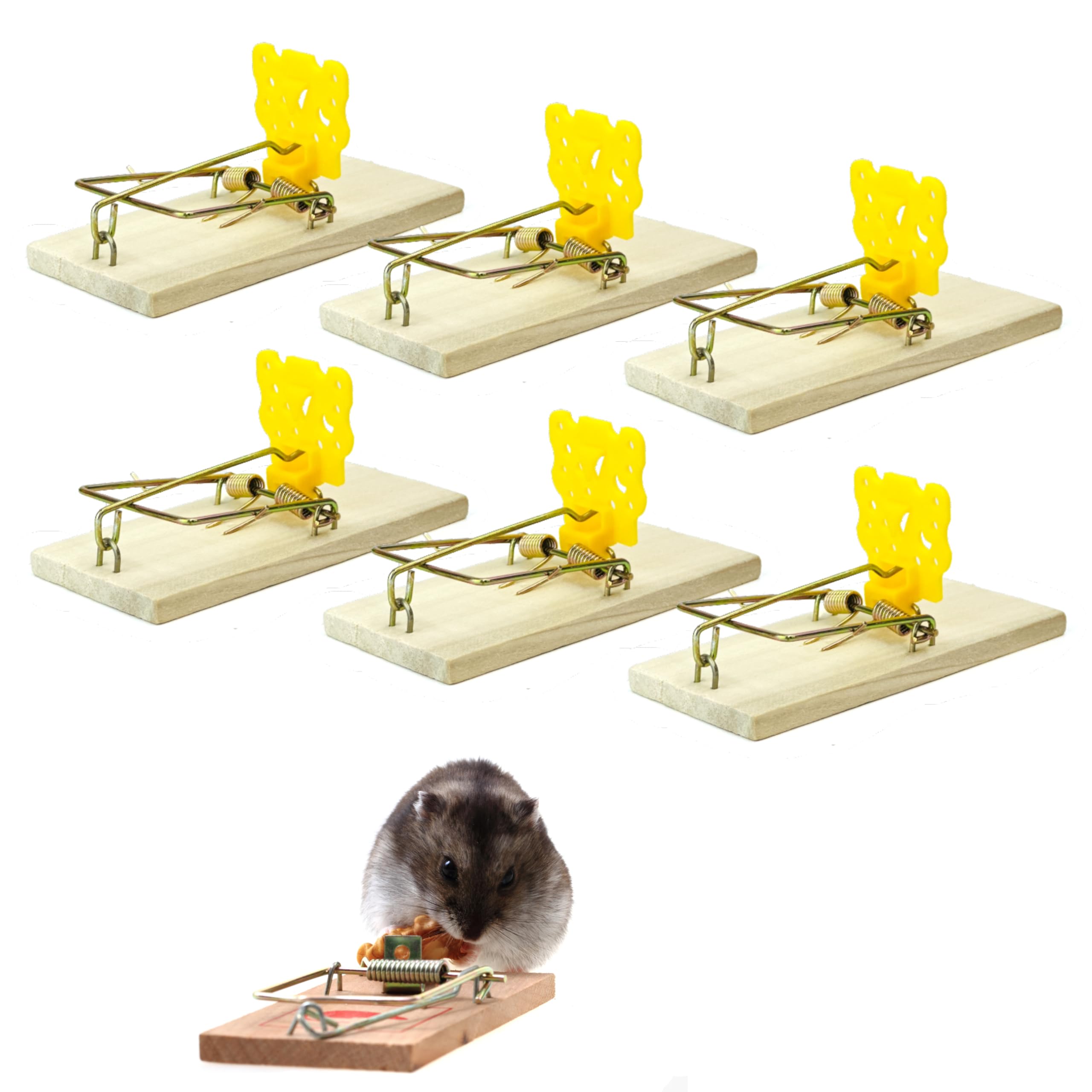 6pc Wooden Mouse Traps | urable Reusable Snap Traps Mice Catcher for Mice and Mousetrap Rodent Control | Effective for Indoor Use in Homes and Offices Pest-Free Environment (Wooden, 6)