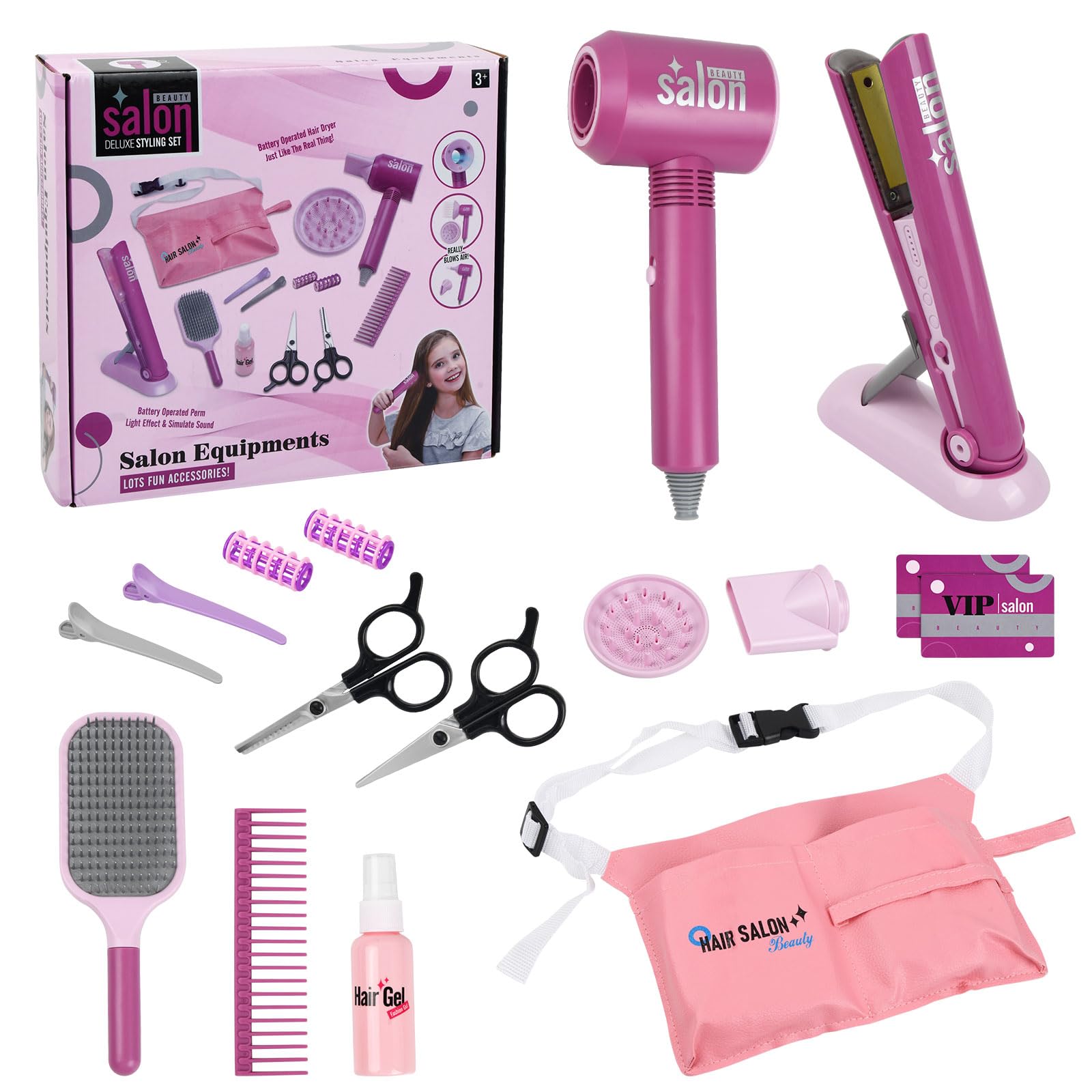 Veluoess Kinder Friseur Set, Haarstyling Set Für Kinder Frisör