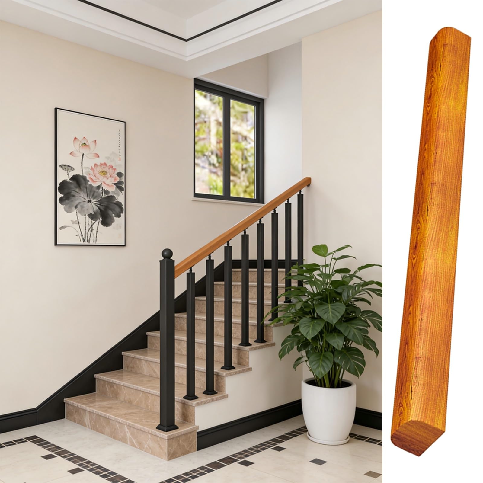 Poste de barandilla de escalera para balcones interiores con husillo de 105cm