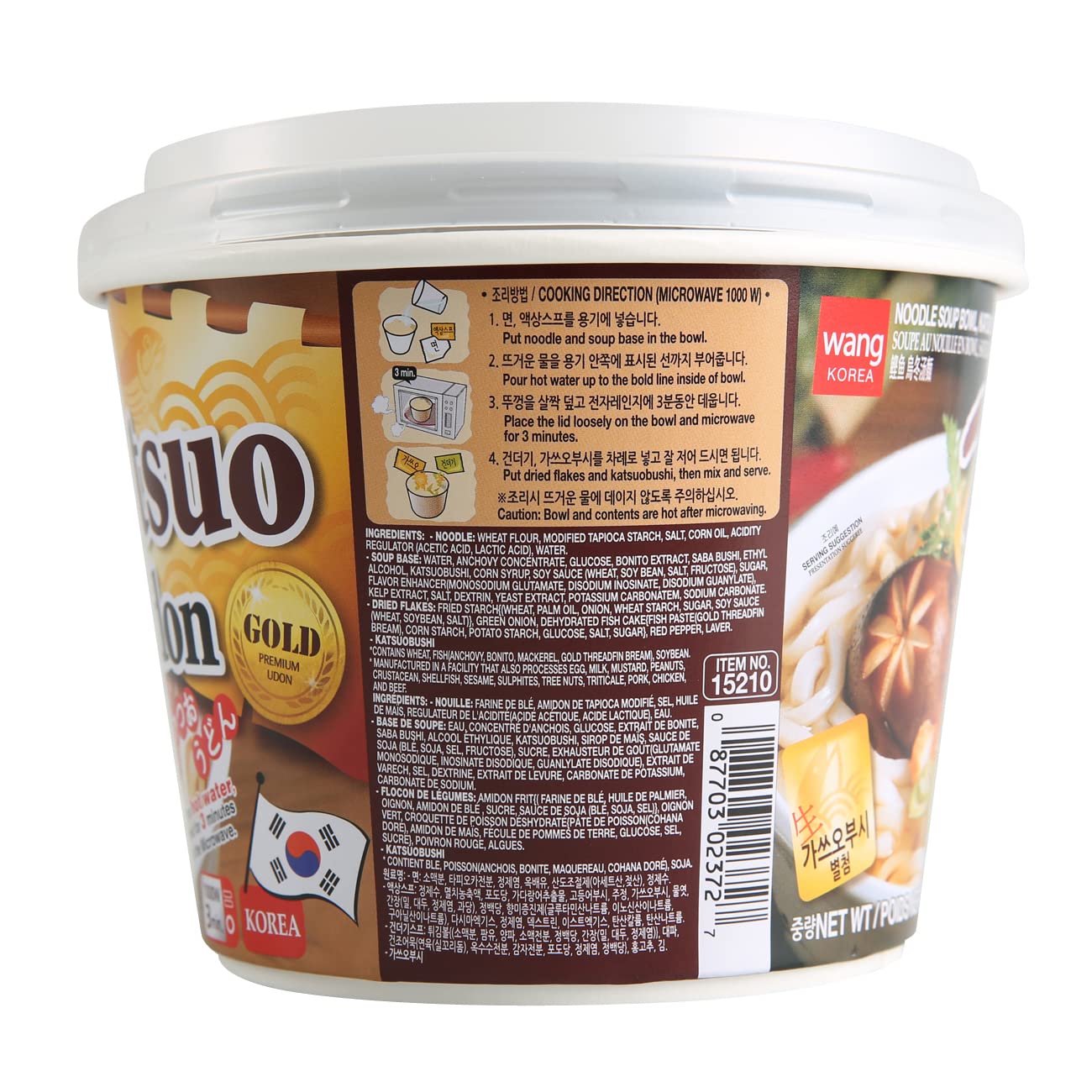 Wang Katsuo Udon Bowl and Wang Jjajang Sweet and Savory Black Bean Noodle, Pack of 6