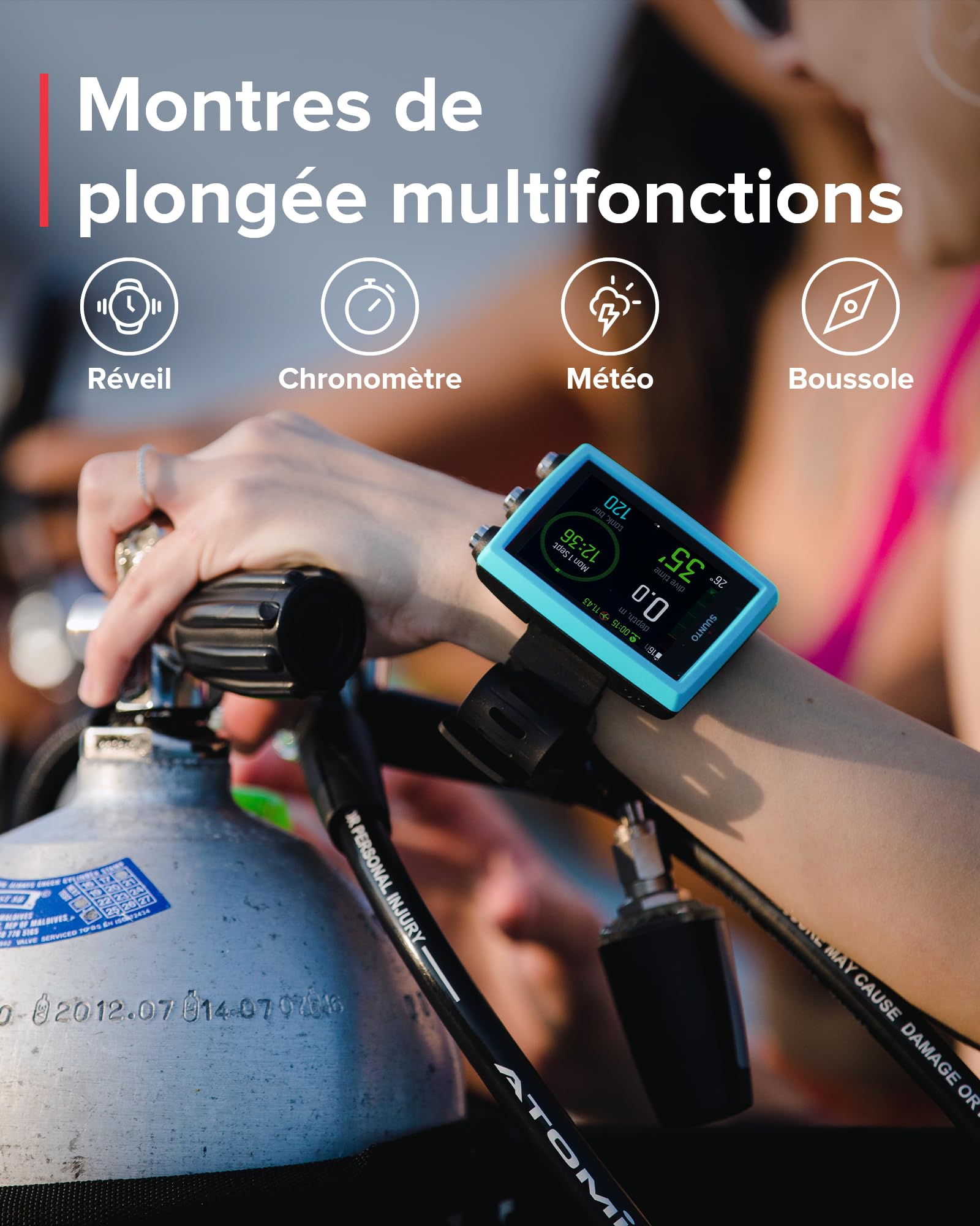 SUUNTO Dive EON Core Montre de Plongée Numérique avec Écran Couleur Facile à Lire, Étanche à 80m, Ordinateur sous-Marine avec Fonctions de Réveil, Chronomètre, Météo, Boussole, Batterie Rechargeable