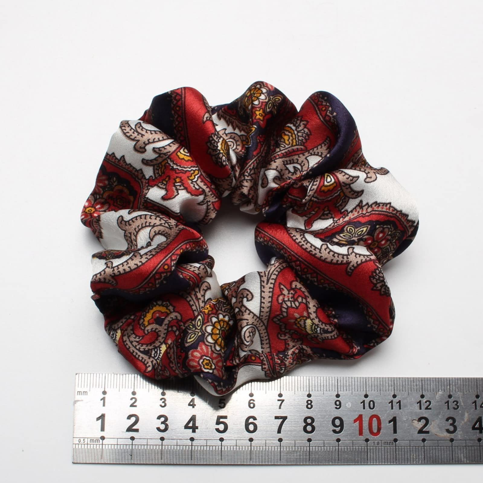 ACiyD Paquete de 2 coleteros de satén Retro para Mujer, coleteros con Estampado de Cadena, Lazos para el Pelo, Gomas elásticas Anchas para el Pelo, tocados, Color E (Color E)
