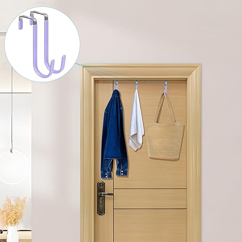 Vista 147 de FYY Ganchos para colgar sobre la puerta, paquete de 4 ganchos de goma para evitar arañazos, organizador resistente para sala de estar, baño