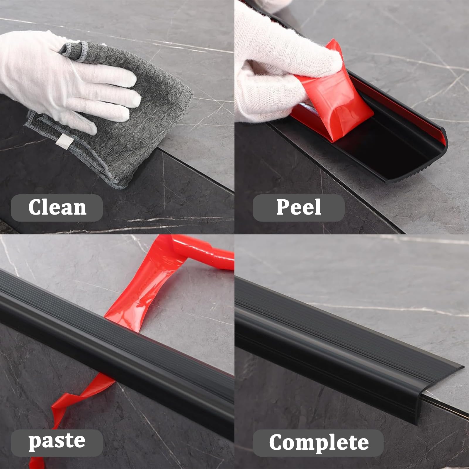 Perfil de borde de escalera autoadhesivo, autoadhesivo de borde para escaleras en Forma de L, Tiras antideslizantes para peldaños, Esquina para cantos (10 m)