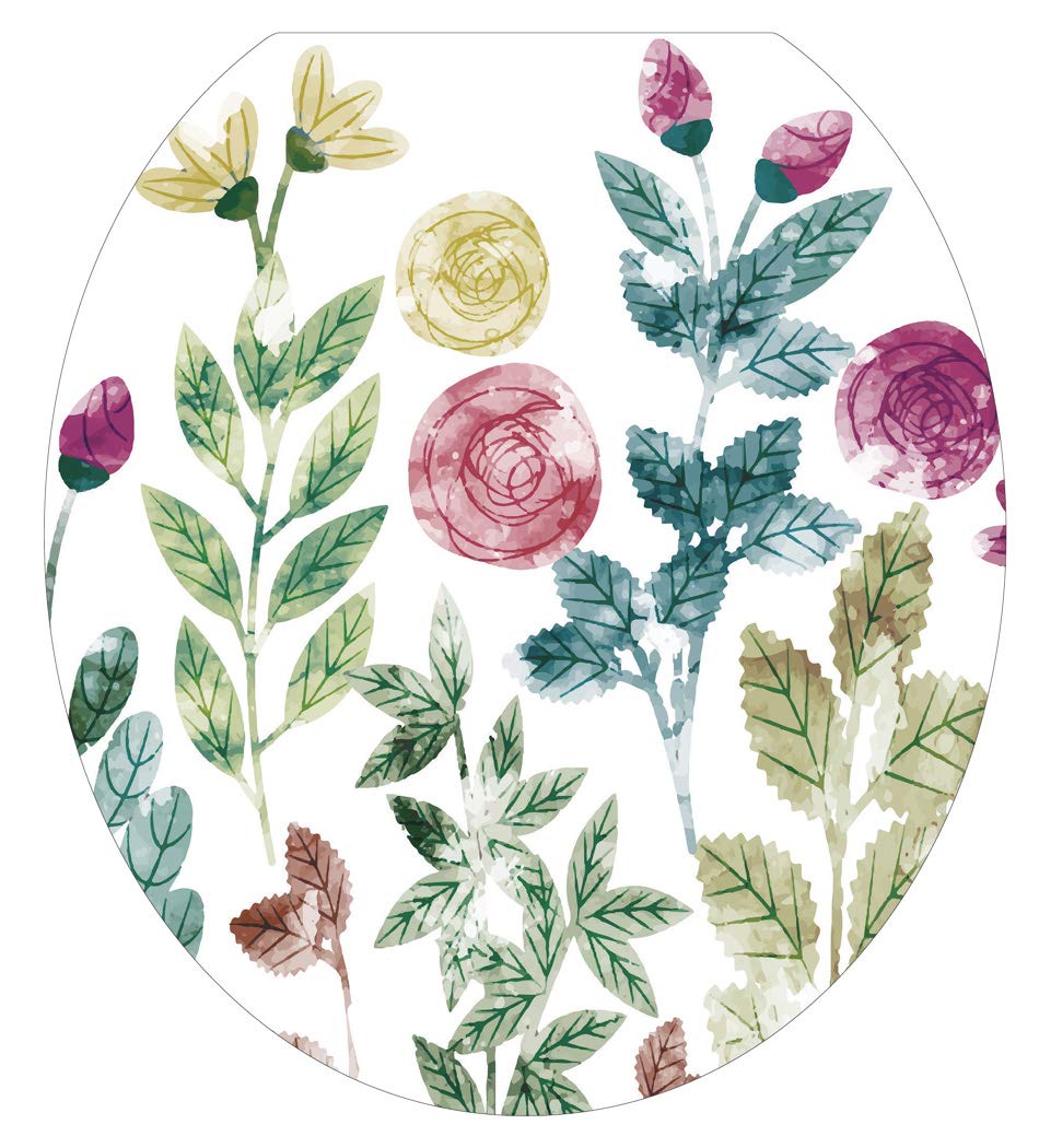 Toilet Tattoos Reusable Boho Floral Toilet Seat Decal, Round / Standard