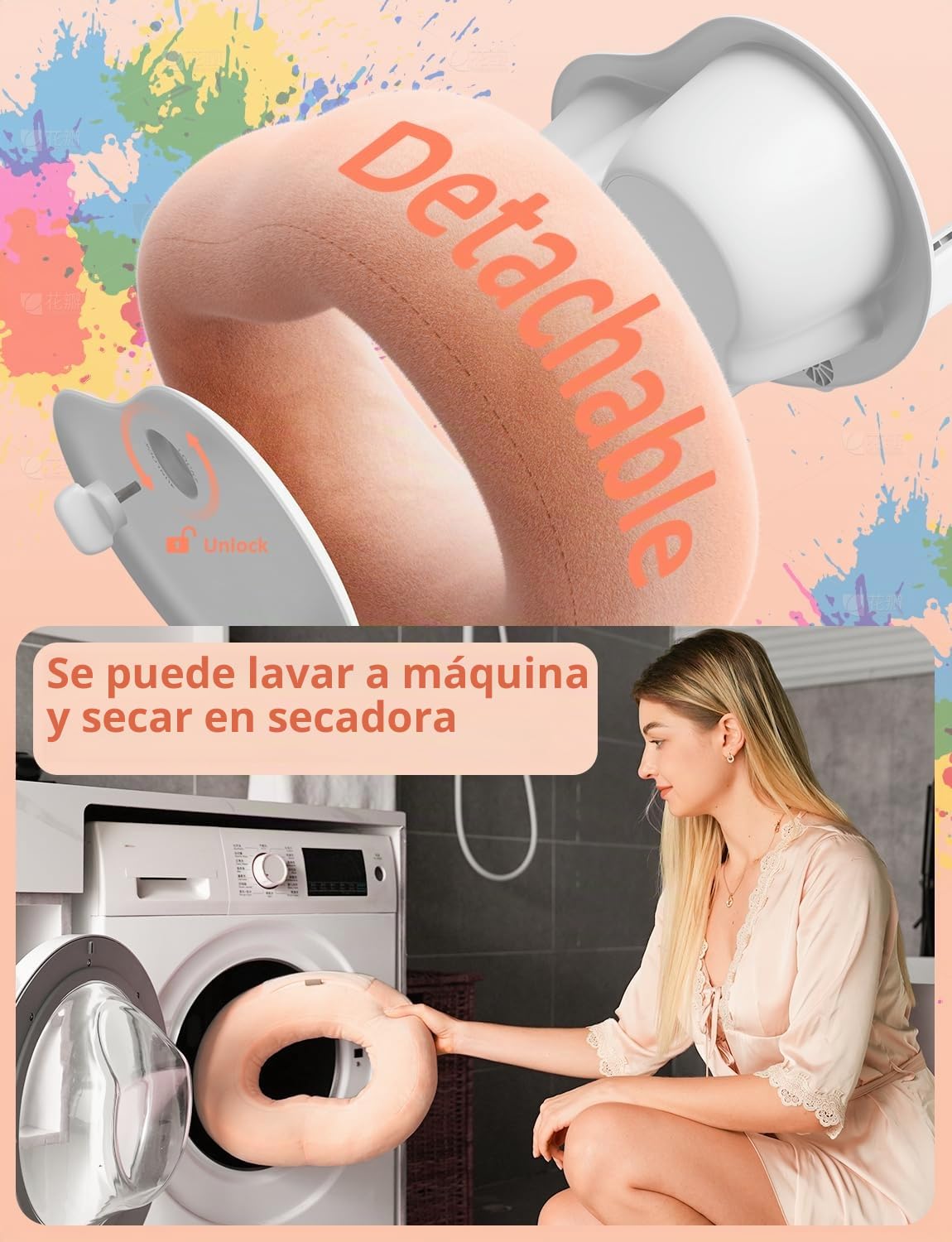 Soporte para Tablet y Sostén de Cojín para E-Reader con 2 Bandejas Desmontables & Cojín de Felpa Suave para Cama/Regazo Compatible con Kindle, Kobo, iPad, iPhone, Android, Otros Dispositivos 4,7–16.1″