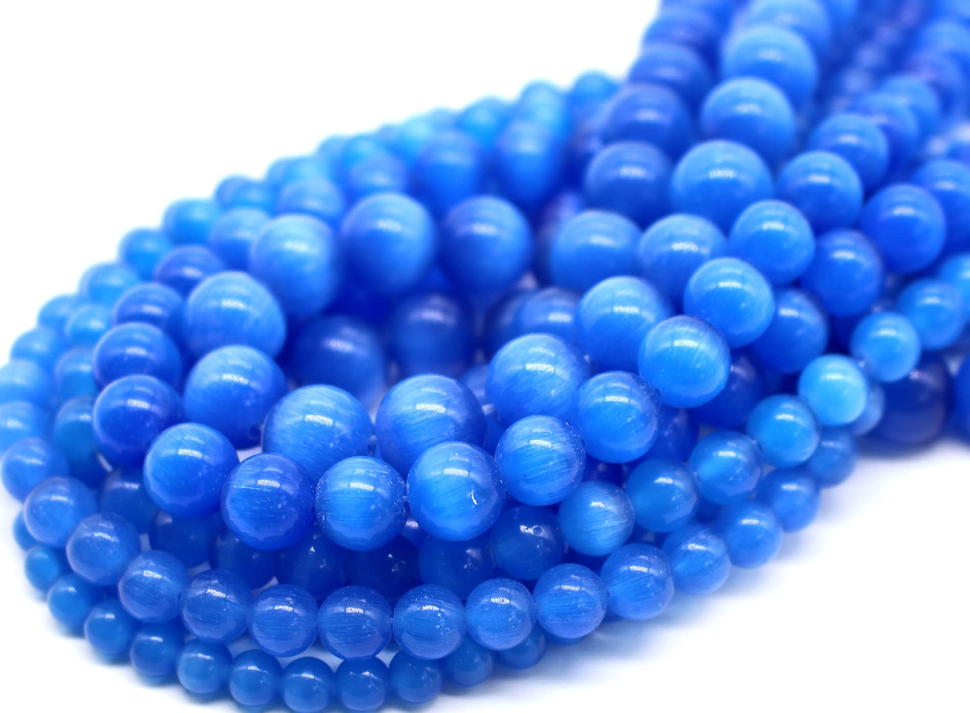 Perline Pietra Di Luna Blu Chiaro 6mm, Naturali, Filo Da 38cm, Circa 62 Pezzi, Per Gioielli Fai Da Te