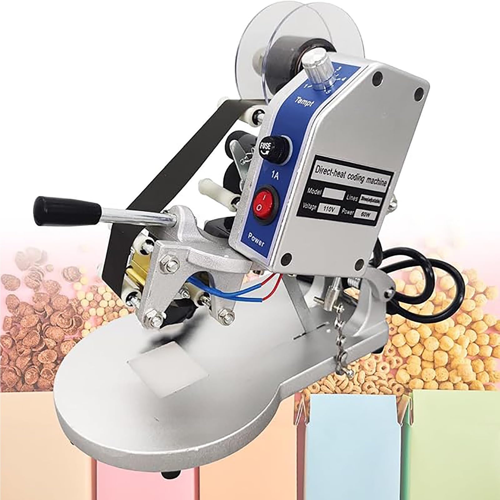 Stampante elettrica per timbri a caldo, versatile, 5 livelli di temperatura, ideale per imballaggi e prodotti in pellicola plastica, efficiente e affidabile