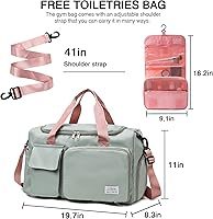 Vista 178 de Pequeña bolsa de gimnasio para mujer, bolsa de viaje con compartimento para zapatos