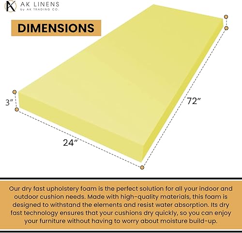 Miniatura 9 de AK TRADING CO. Espuma rápida de secado rápido duradera y resistente al agua para cojines de muebles de interior y exterior, 4 pulgadas de grosor x