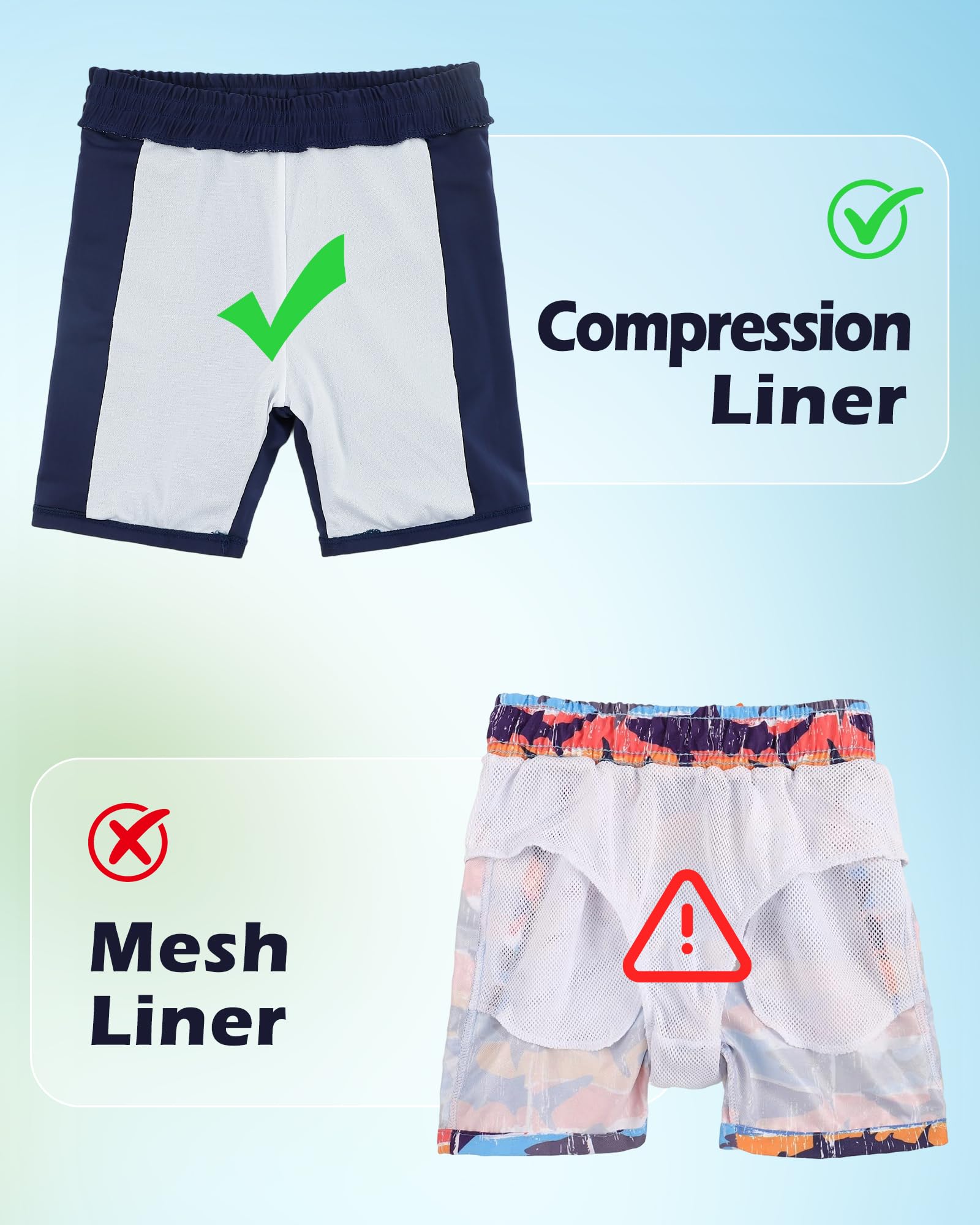 KAKU NANU Badeset für Jungen (104–164 cm) 2-teilig Kurzarm Rashguard Shirt mit doppellagigen Badeshorts Sonnenschutz Schwimmbekleidung für Kinder Blau