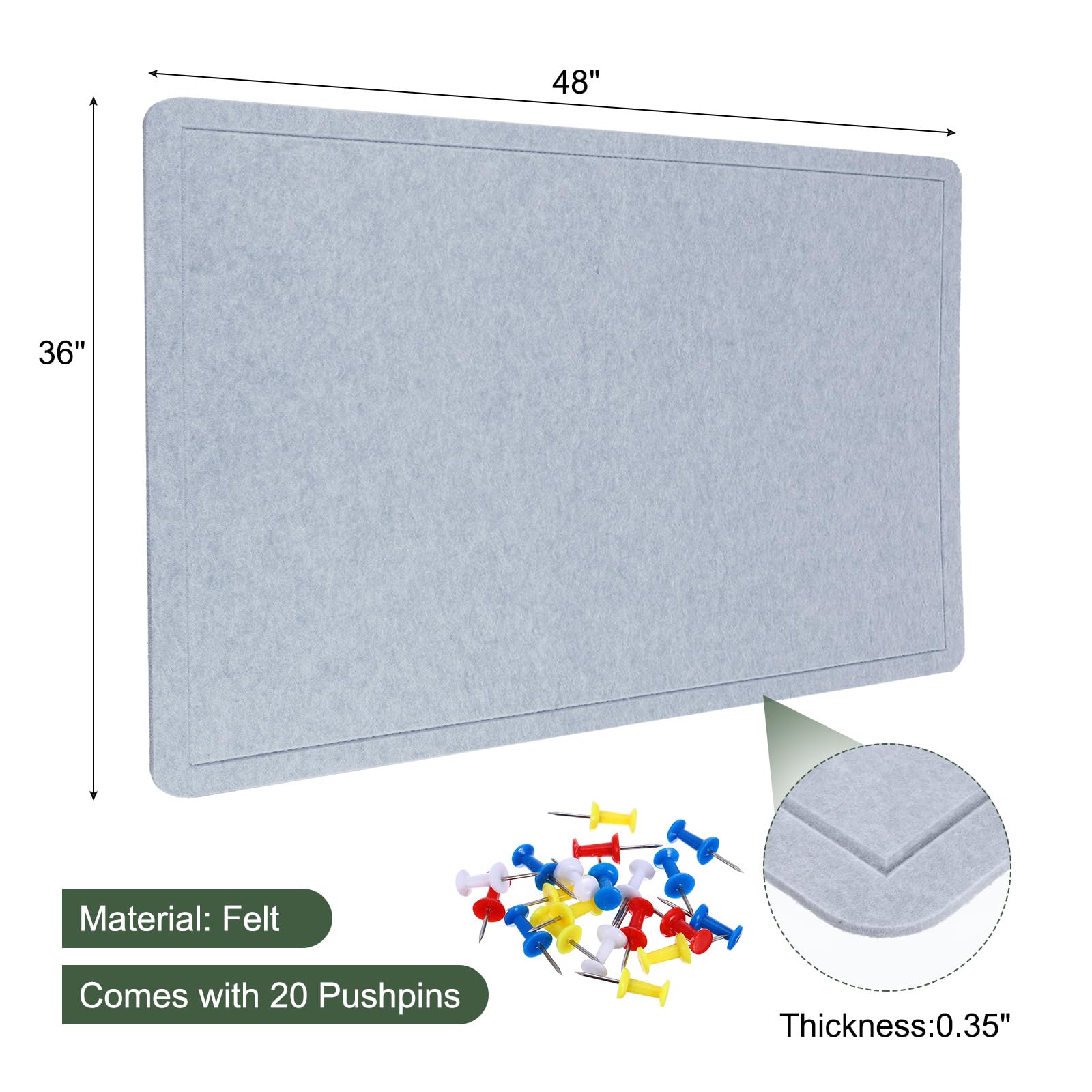YOKIVE Filz Pinnwand 48 X 36 Zoll Falbbare Dekorative Stecktafel Selbstklebende Filz Korkwand Mit 20 Reißzwecken Ideal Für Wand Fotoanzeige Notizzettel Planung Hellgrau