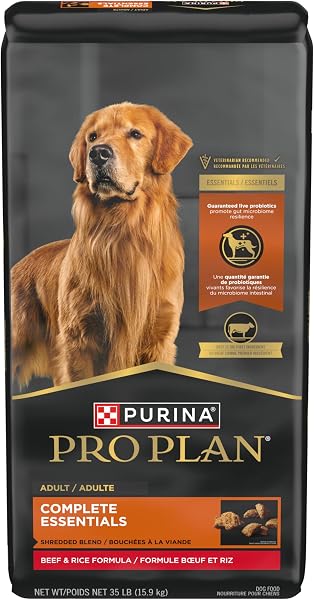 Purina Pro Plan Complete Essentials Dry Dog Food, Shredded Blend Beef & Rice 15.9 kg Bag.