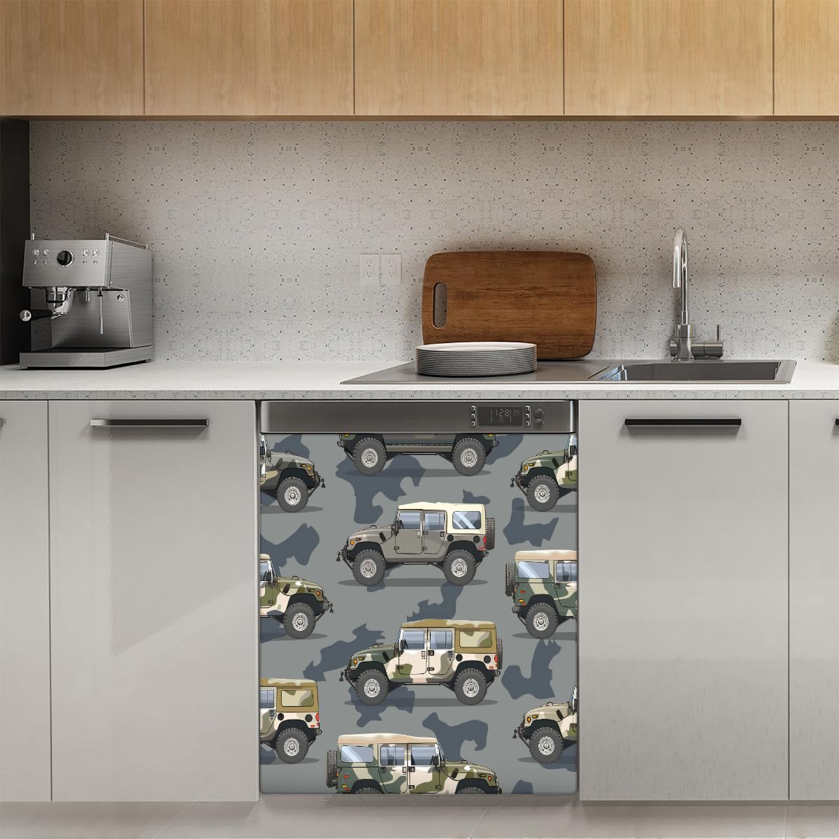 Mexpekil Adesivo decorativo per lavastoviglie per auto, 53 x 66 cm, adesivo decorativo per lavapiatti per porta d'ingresso, impermeabile, per pannello elettrodomestico da cucina, decalcomania