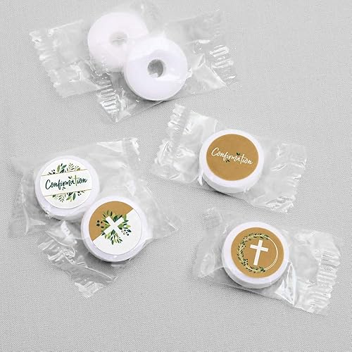 Miniatura 3 de Big Dot of Happiness Confirmation Elegant Cross - Adhesivo redondo para fiesta religiosa, etiquetas para dulces de chocolate (1 hoja de 108)