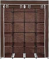 Vista 42 de 67" Portable Wardrobe Closet, Wardrobe Closet for Hanging Clothes with 2 Hanging Rods, 12 Clothes Storage Organizer Shelves, Non-Woven Fabric Grey