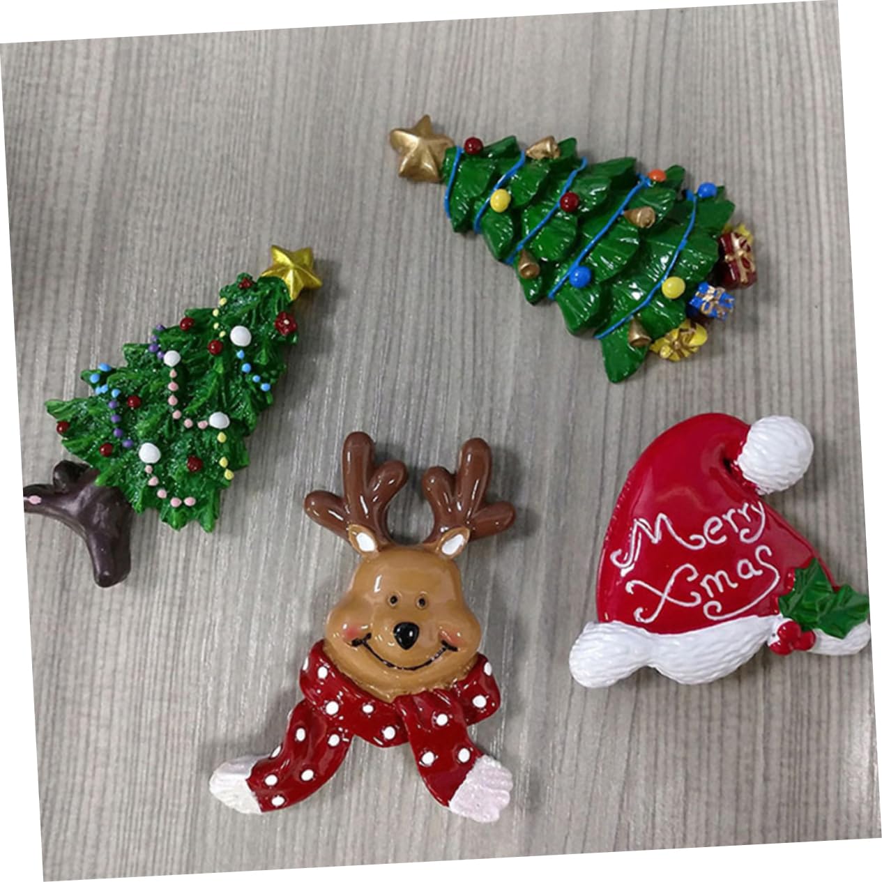 Calamite da frigorifero di Natale Ornamenti divertenti Magneti da frigorifero in resina con cappelli di Babbo Natale Scambio ornamento di Natale (F, taglia unica