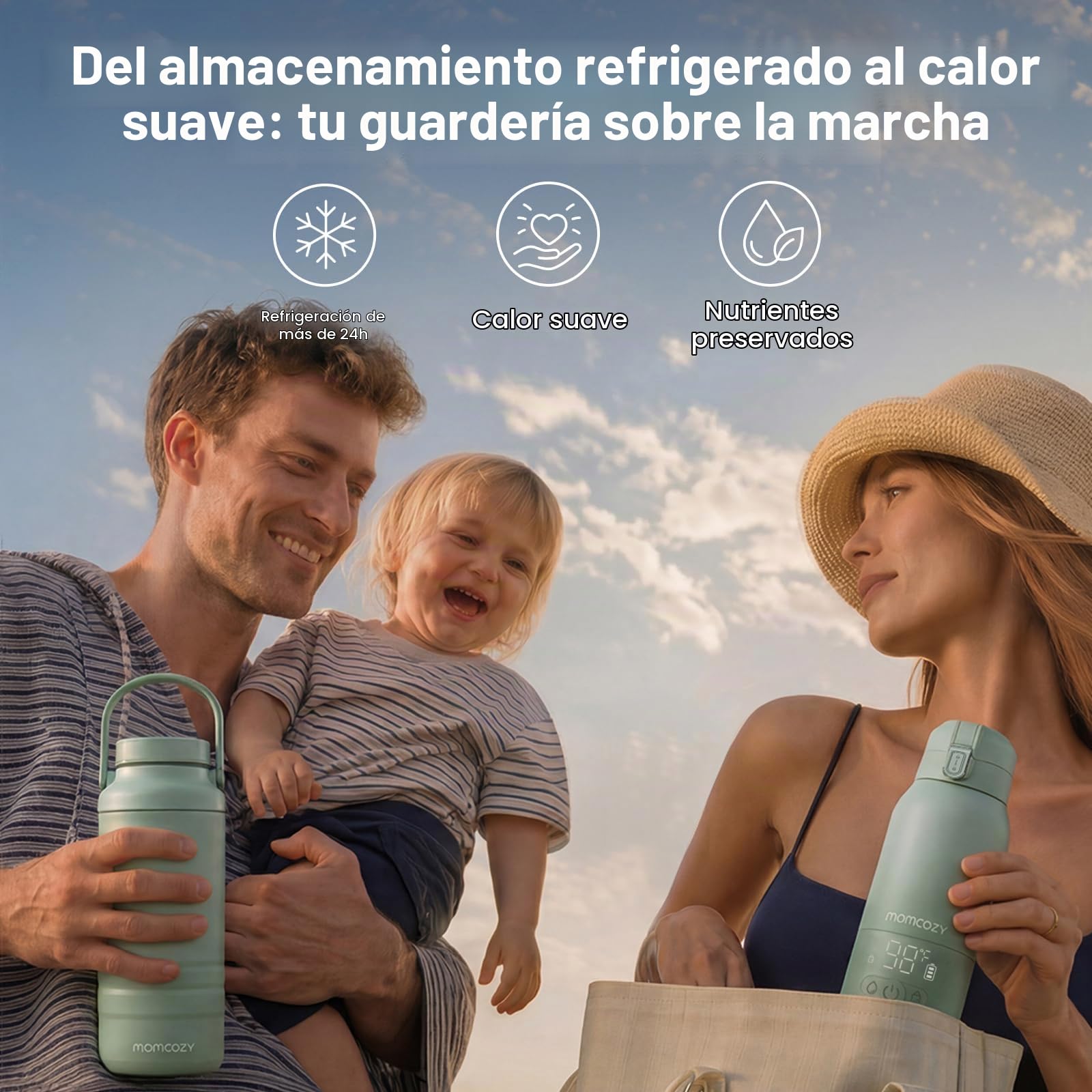 Momcozy Set Calienta Biberones MW05 y Enfriador Leche Materna CM01 500ml con Conservación de Leche Materna 24h, Portátil para Lactancia y Viajes