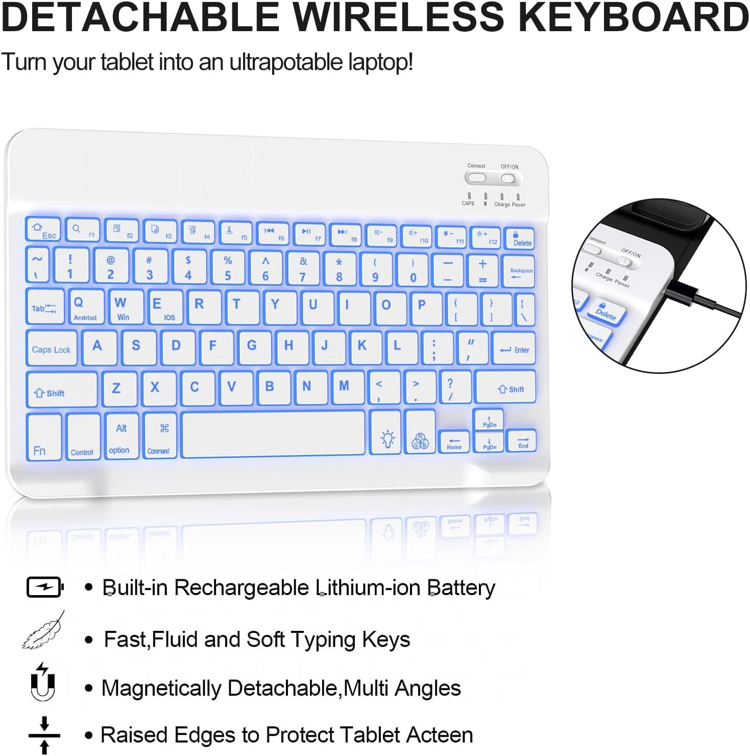 Detachable Wireless Keyboard features