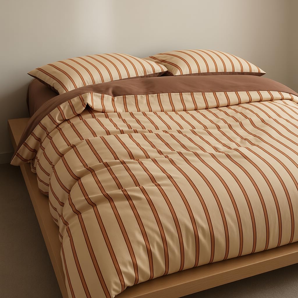Brown Striped Duvet Cover Sets Double Brown Stripes Reversible Bedding Set