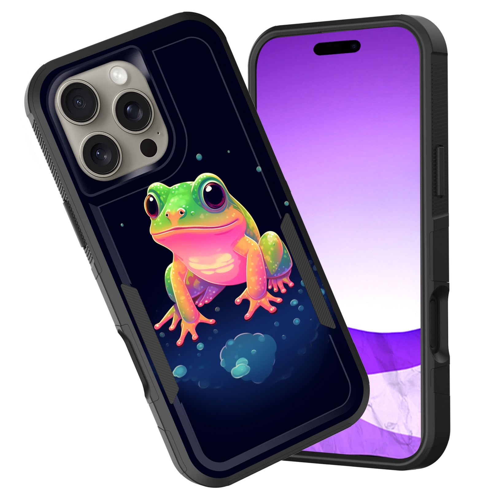 CICPLKSE for iPhone 16 Pro Case,Dual Layer Heavy Duty Hybrid Shockproof Hard PC Soft Silicone TPU Bumper Protective Cover Case for iPhone 16 Pro 6.3