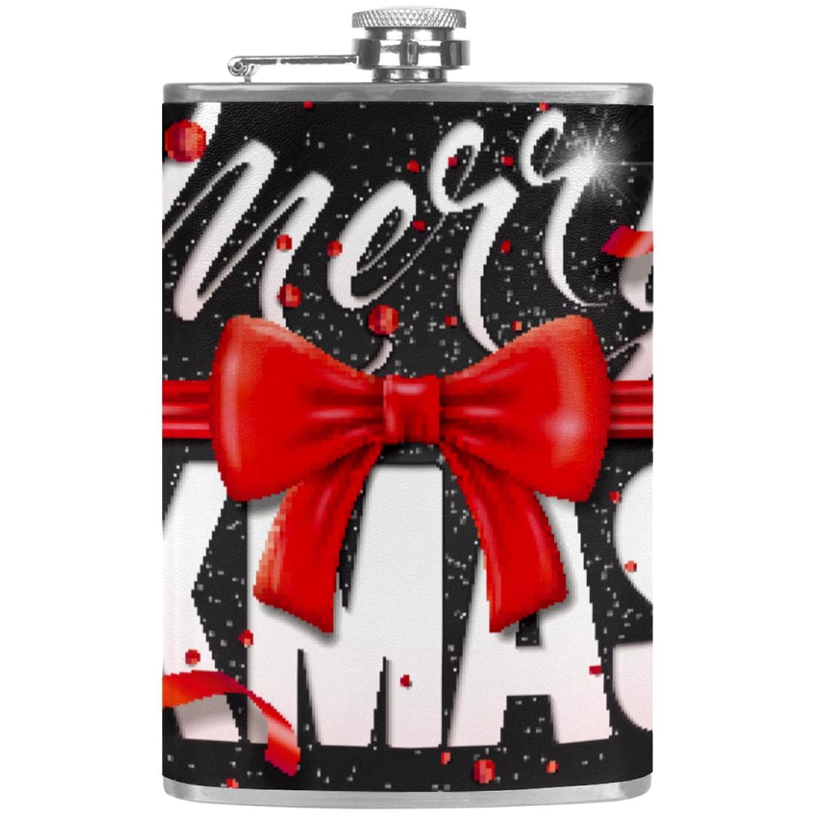 Cadeau de Noël flasque à liqueur élégante motif nœud festif rouge