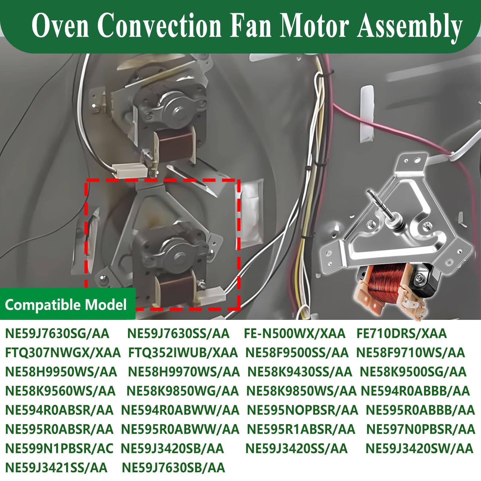 DG96-00110E DG96-00110A - Motor de ventilador de horno compatible con hornos Samsung, montaje de motor de ventilador de convección de horno eléctrico, AP5967760, PS11720787, rotación en sentido