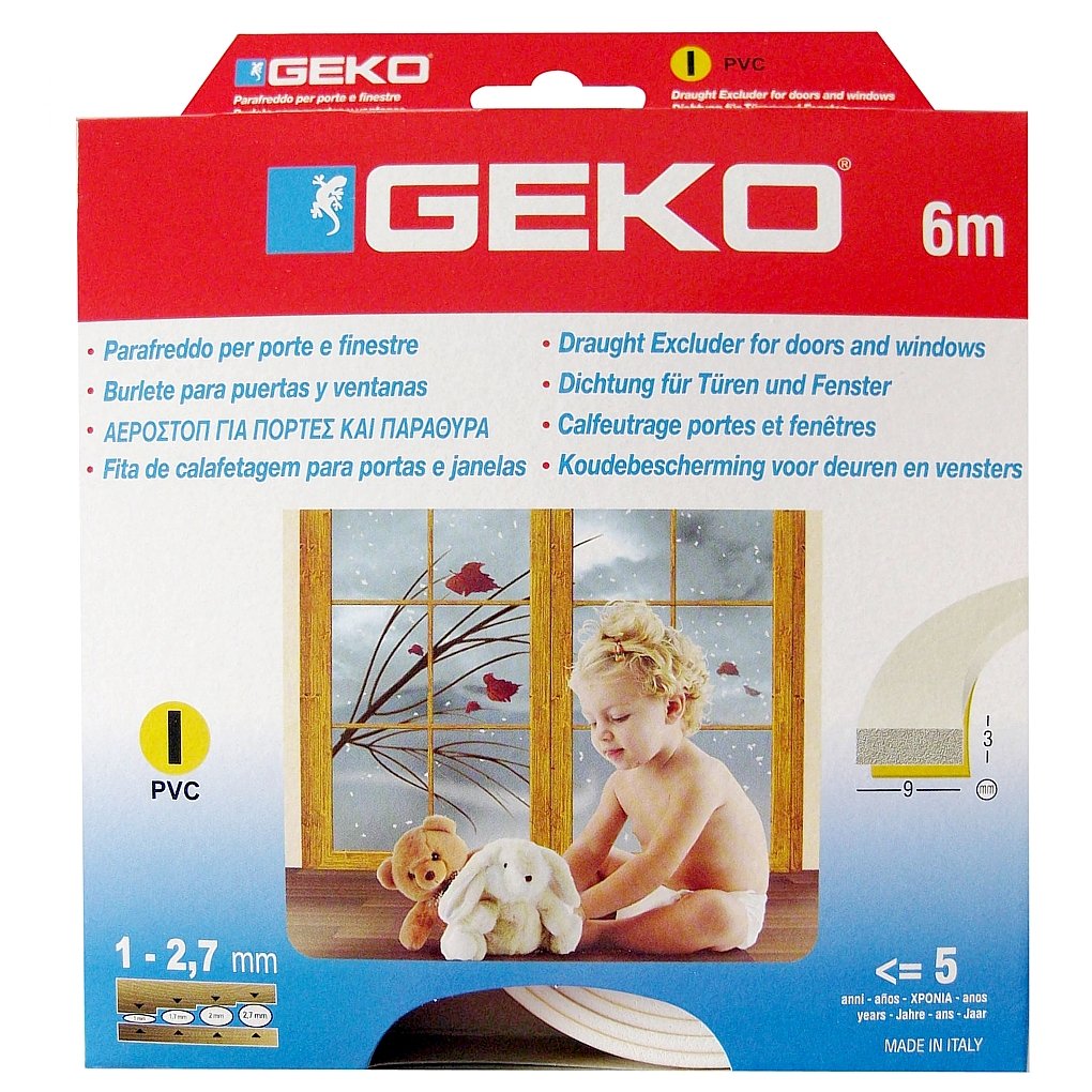 Isolant autocollant Geko 940008 I-Profil Blanc 6m pour l'isolation des portes et fenêtres