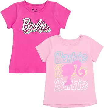 Camiseta De Barbie Para Niñas - Estampado 'Stand Together' En Plateado, Manga Corta, Licencia Oficial, Ideal Para Fans De Barbie