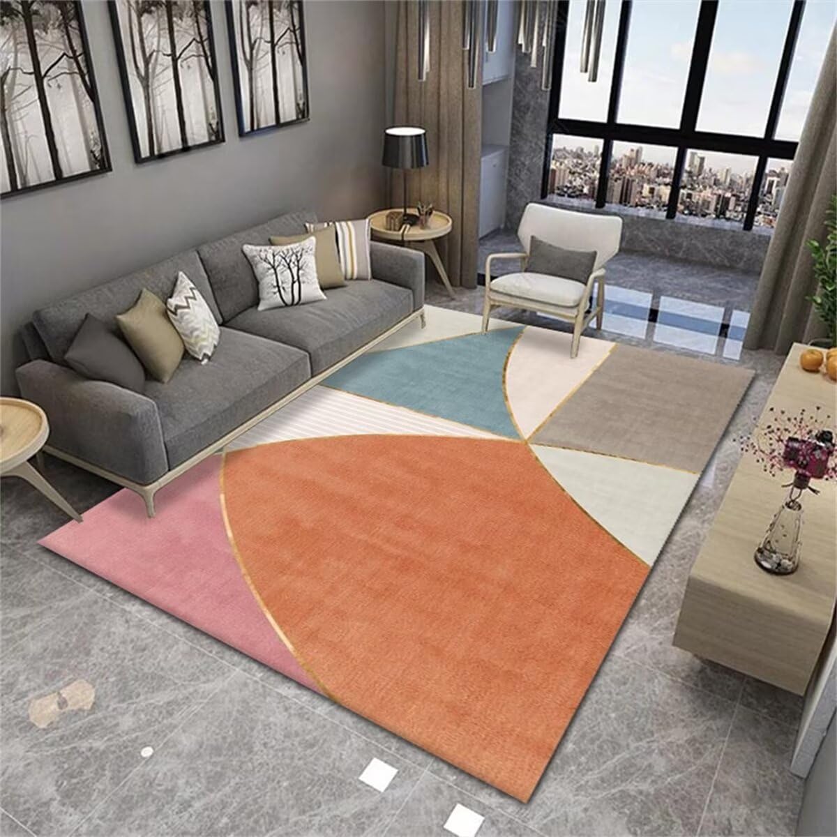 Tapis d'entrée intérieur orange pour salon et chambre d'ado