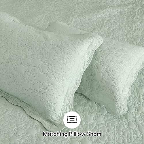 Miniatura 4 de Juego de edredón de 3 piezas tamaño matrimonialqueen, colcha de verano suave y ligera, colcha reversible de microfibra para todas las estaciones,