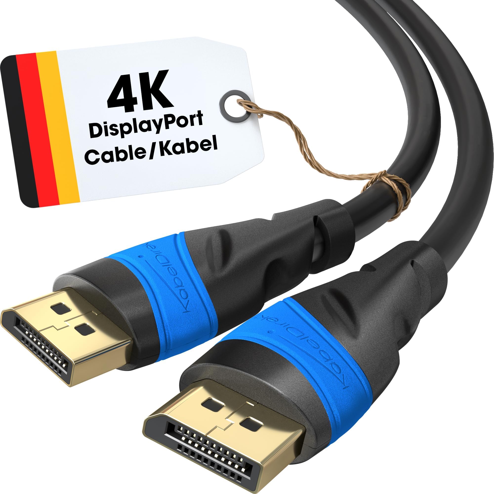 KabelDirekt – 4K DisplayPort Cable – 5m – DP Cable, Developed in Germany – Available in 0.5-10m (Display Port, for PC/Laptop and monitor at 4K@60Hz, gaming at 144Hz, Dolby Audio, black)