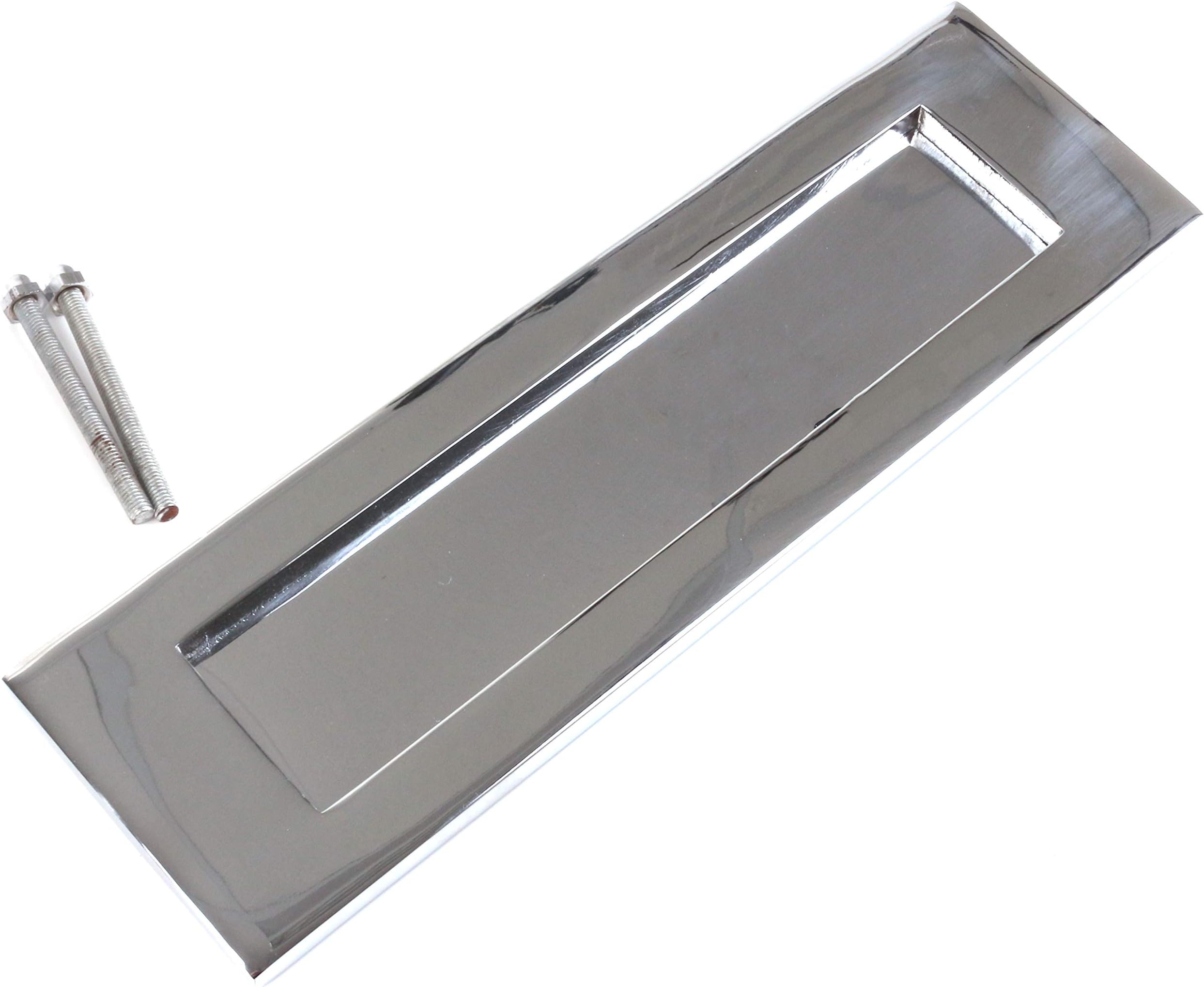 10" Large Silver Letterbox Flap - Polished Chrome Front Door Letter Plate