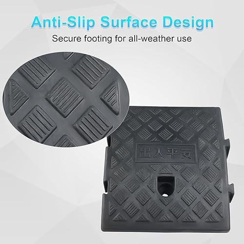 Miniatura 4 de SKYJDM Paquete de 2 rampas de bordillo de 4.3 pulgadas de altura para calzada, rampas ligeras y resistentes (capacidad de 4,650 libras) para autos