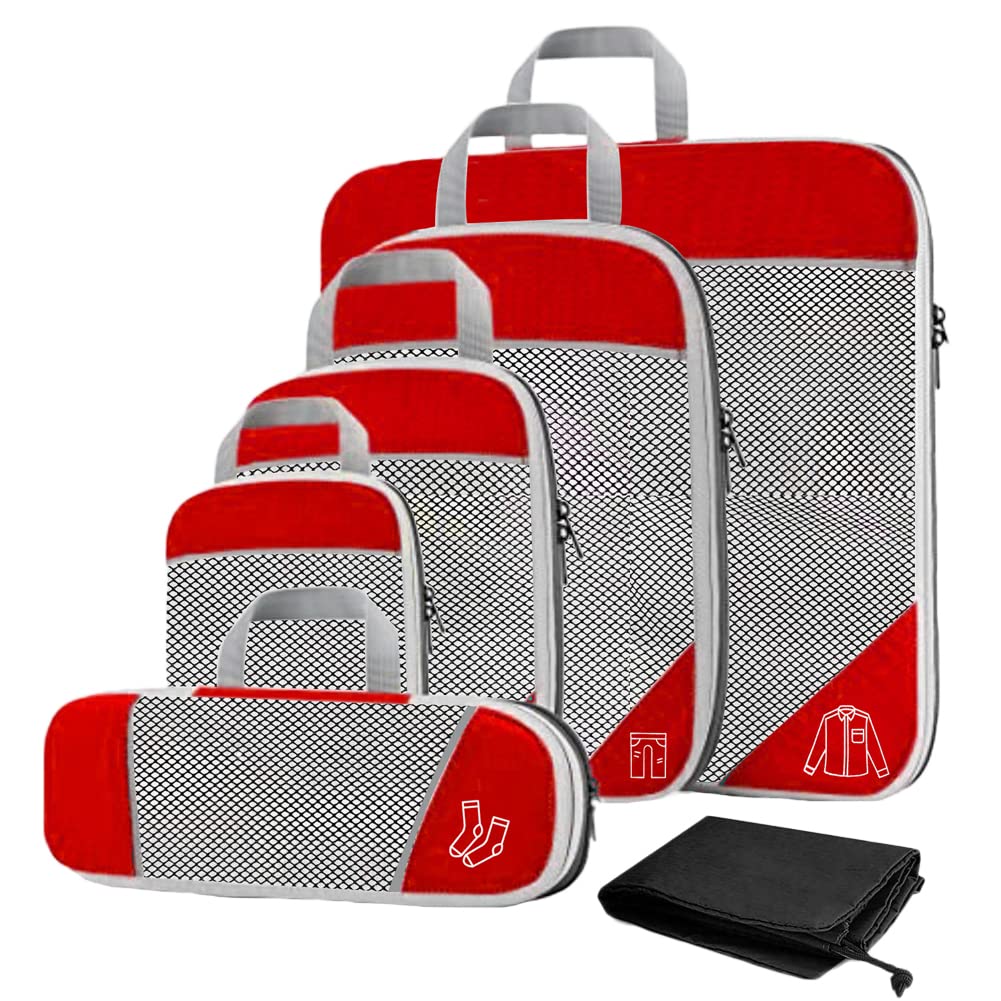 Organizzatori da Viaggio a Compressione,Organizer Valigia Set di 3/6,Cubo di Viaggio,Cubi di Imballaggio per Zaini e Valigie,Organizzatore Valigia,Sacchetto da Viaggio Set per Scarpe e Vestiti G